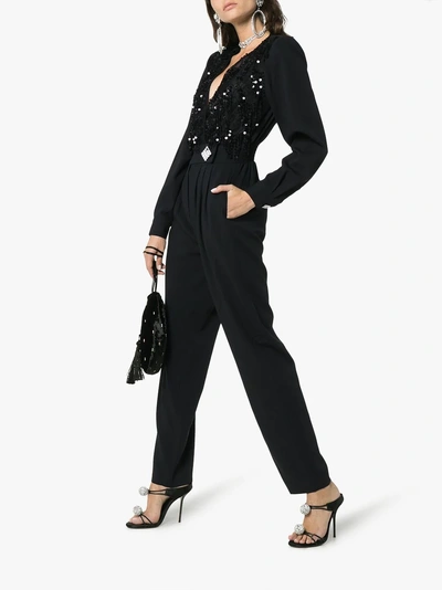 Shop Alessandra Rich Jumpsuit Mit Pailletten In Black