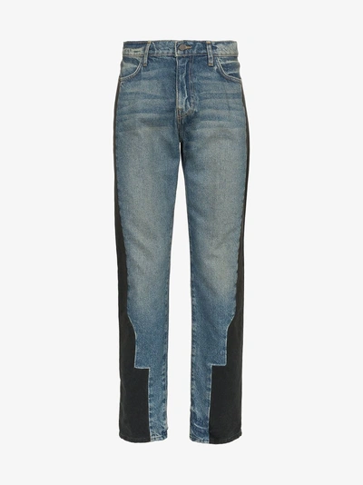 Shop 424 Bi-colour Slim-leg Denim Jeans In Blue