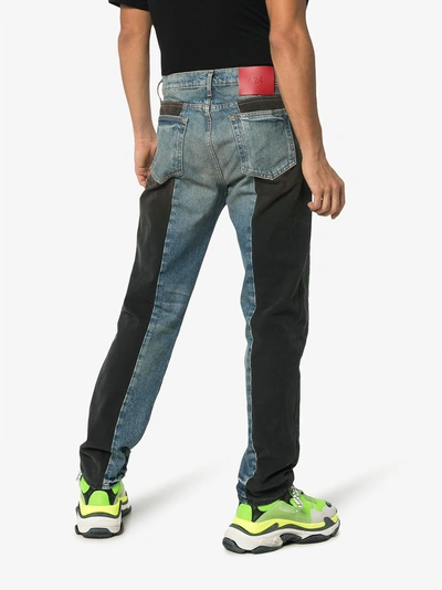 Shop 424 Bi-colour Slim-leg Denim Jeans In Blue