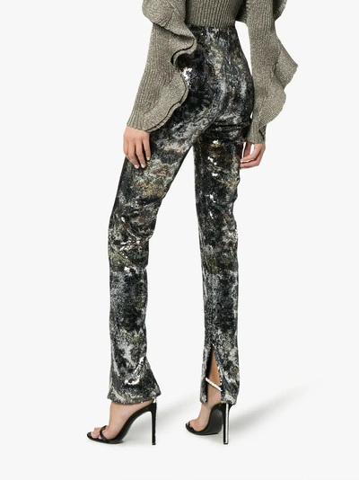 Shop Mary Katrantzou Sequinned Straight Leg Trousers In Metallic