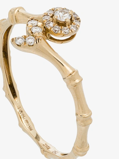 Shop Rosa De La Cruz 18k Yellow Gold Bamboo Diamond Ring In Metallic