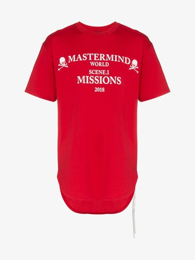 Shop Mastermind Japan Missions Logo Cotton T-shirt In Red