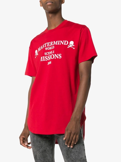 Shop Mastermind Japan Missions Logo Cotton T-shirt In Red