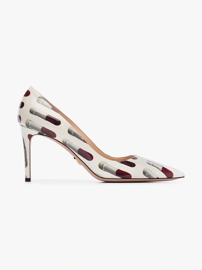 Shop Prada Lipstick Print Pumps In White