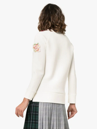 Shop Moncler Genius X Simone Rocha Floral Embroidered Cotton Sweatshirt In White