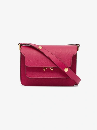 Shop Marni Pink Small Trunk Leather Shoulder Bag