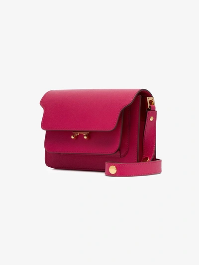 Shop Marni Pink Small Trunk Leather Shoulder Bag