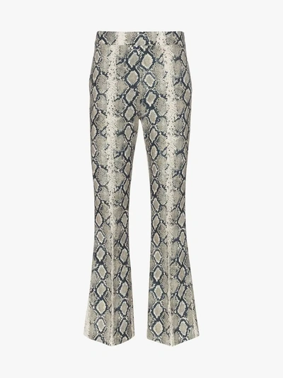 Shop We11 Done We11done Cropped Flared Python Effect Trousers In Multicoloured