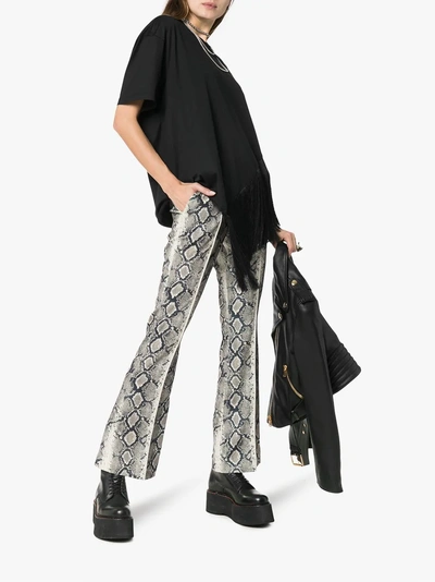 Shop We11 Done We11done Cropped Flared Python Effect Trousers In Multicoloured