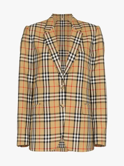 Shop Burberry Vintage Check Tailored Jacket In Yellow