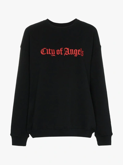 Shop Adaptation City Of Angels Embroidered Cotton Sweatshirt In Black