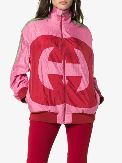 Shop Gucci Interlocking G Technical Jersey Jacket In Pink