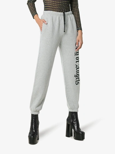 Shop Adaptation City Of Angels Print Cotton Blend Track Pants In Grey