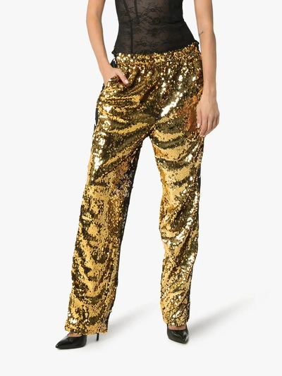 Shop Faith Connexion Sequinned Track Trousers In Metallic