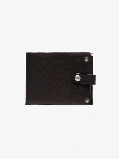 Shop Ann Demeulemeester Black Flap Stud Embellished Leather Wallet