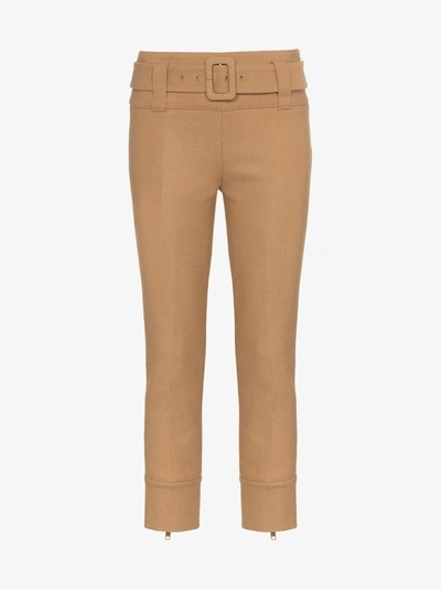 Shop Prada Stretch Trousers In Brown