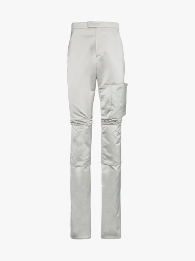 Shop Raf Simons Flap Pocket Slim Leg Trousers In Grey