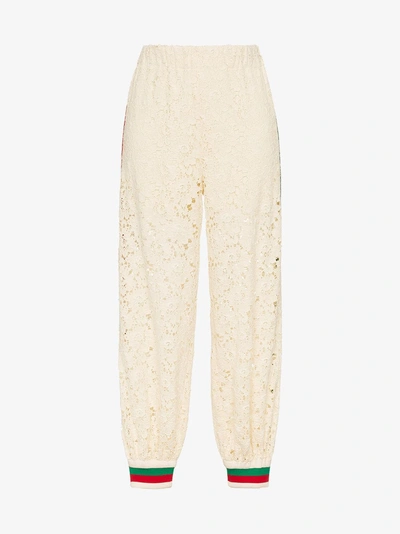 Shop Gucci Flower Lace Jogging Pant In White