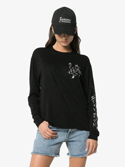 Shop Adaptation La Long-sleeve Cotton And Cashmere T-shirt In Black