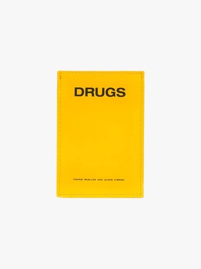 Shop Raf Simons Yellow Drugs Leather Cardholder
