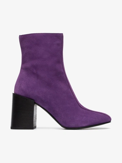 Shop Acne Studios Saul 80 Suede Ankle Boots In Purple
