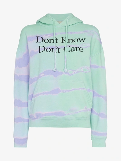 Shop Ashley Williams Don't Know Don't Care Print Cotton Hoodie In Green