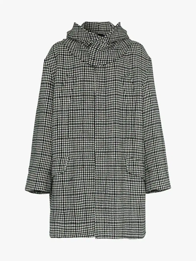 Shop Raf Simons Houndstooth Padded Parka Coat In Black