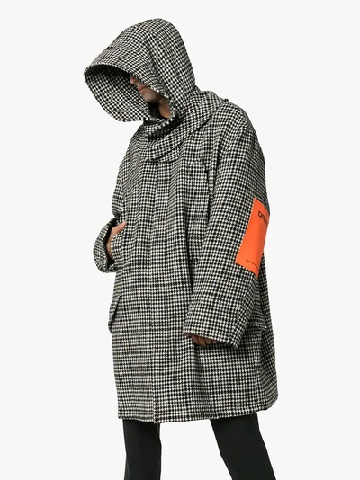 Shop Raf Simons Houndstooth Padded Parka Coat In Black