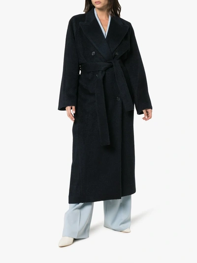 Shop Acne Studios Double-breasted Wool Blend Coat In Blue