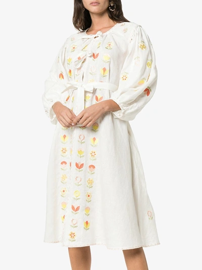 Shop Innika Choo Hugh Jesmök Linen Dress In White
