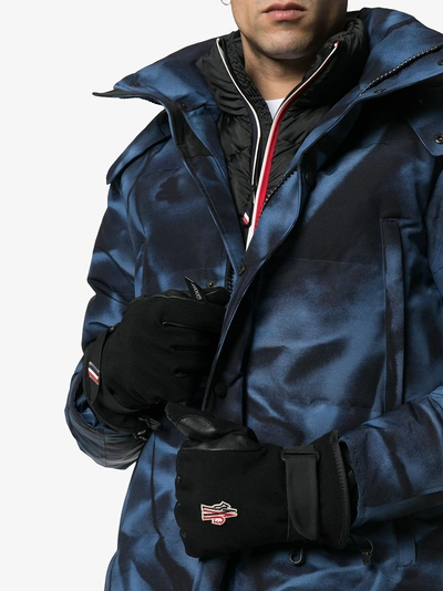 Shop Moncler Grenoble Black Panelled Logo Ski Gloves