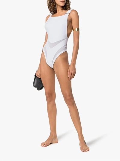 Shop Ambra Maddalena Bianco Mesh Insert Swimsuit In White