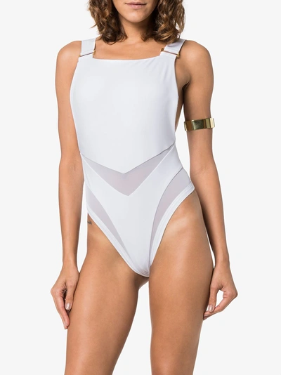 Shop Ambra Maddalena Bianco Mesh Insert Swimsuit In White