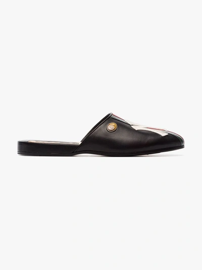 Shop Gucci Leather Slipper With Ny Yankees™ Patch In Black