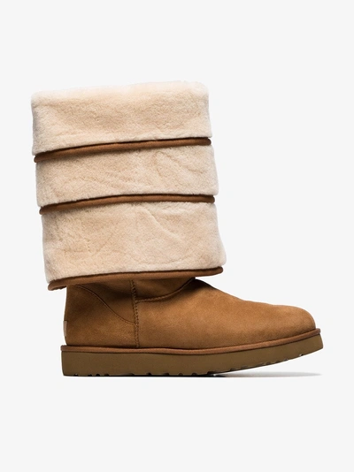 Shop Y/project X Ugg Brown Triple Layered Shearling Boots In Black
