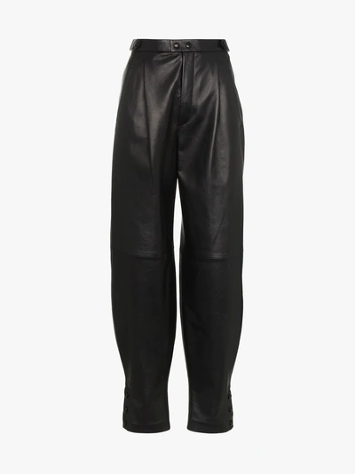 Shop Givenchy High Waisted Front Pocket Leather Trousers In Black