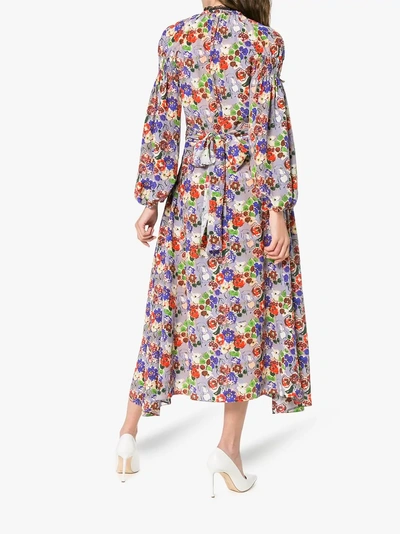 Shop Prada Primrose Print Marocain Dress In Pink