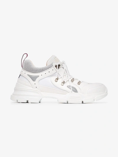 Shop Gucci White Flashtrek Sneakers