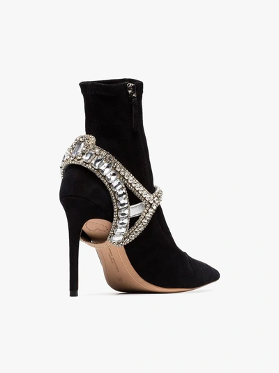 Shop Sophia Webster Black Lorena 100 Crystal Embellished Velvet Boots