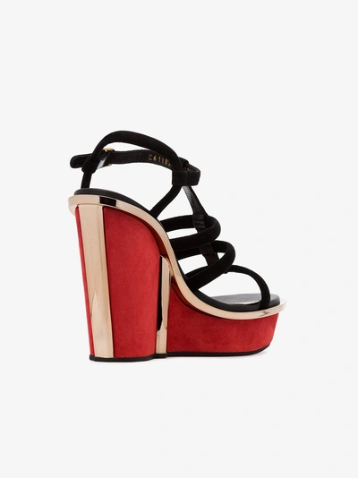 Shop Alexander Mcqueen Contrast Wedge Sandals In Black