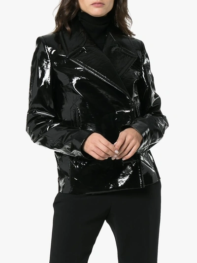 Shop Haider Ackermann Vinyl Blazer Jacket In Black