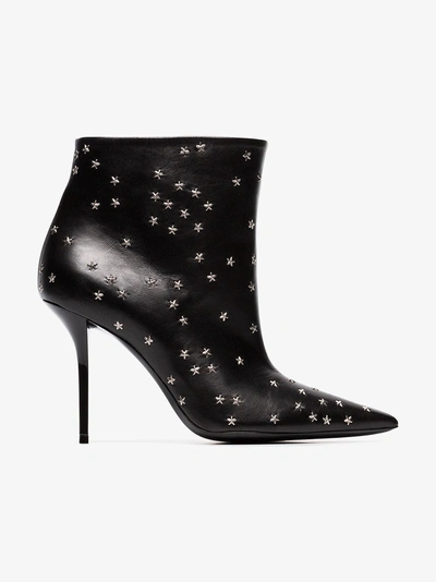 Shop Saint Laurent Pierre Star-embellished 95 Leather Boots In Black