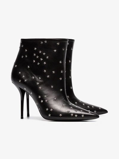 Shop Saint Laurent Pierre Star-embellished 95 Leather Boots In Black