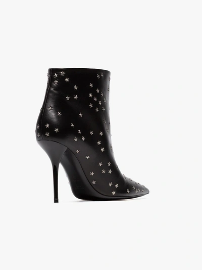 Shop Saint Laurent Pierre Star-embellished 95 Leather Boots In Black