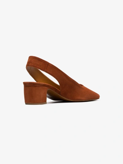 Shop By Far Danielle 45 Slingback Suede Pumps In Brown