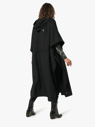 Shop Chloé Button Detail Hooded Cape In Black