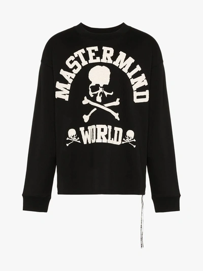 Shop Mastermind Japan Boxy Logo Print Cotton Jumper In Black