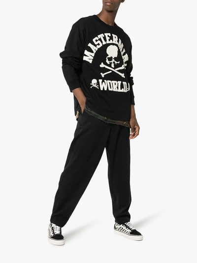 Shop Mastermind Japan Boxy Logo Print Cotton Jumper In Black