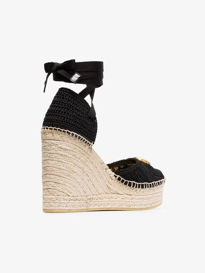 Shop Gucci Crochet Platform Espadrilles In Black