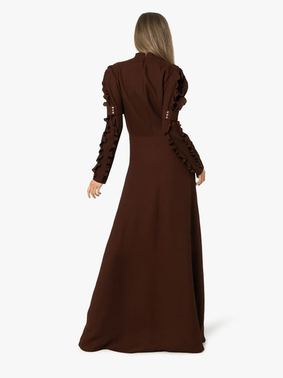 Shop Chloé Embellished Waist Silk Gown In Brown